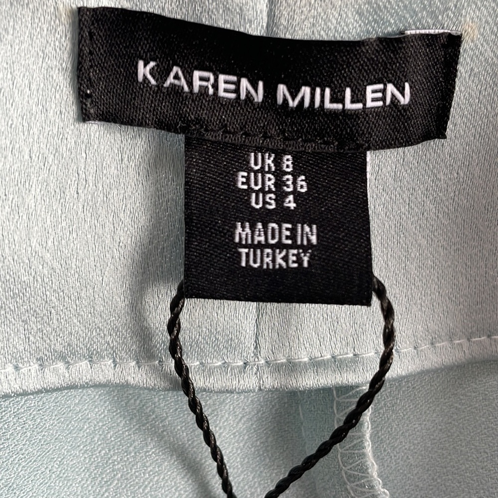 New Keren Millen Satin Crepe Cowl Neck Feather Cami Dress Sz 4 - Picture 10 of 15